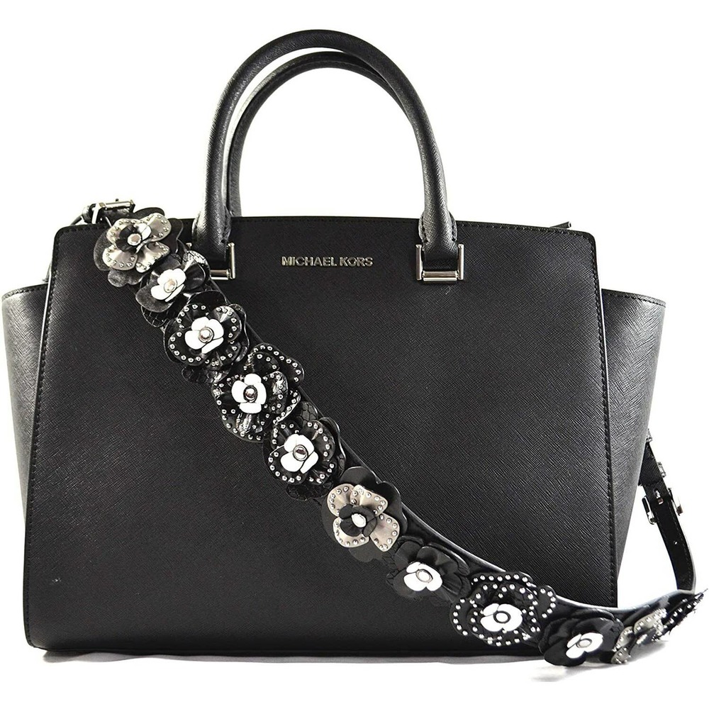 Michael Kors SELMA Large TZ Satchel Handbag Bag Saffiano Leather Black New $498